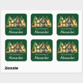 Woodland Forest Animals Green Bookplate Labels (Vel)