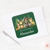Woodland Forest Animals Green Bookplate Labels (Envelop)