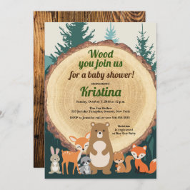 Woodland Forest Animals Greenery Wood Baby shower Kaart