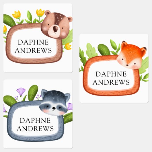 Woodland Forest Animals School Daycare Labels (Groep)