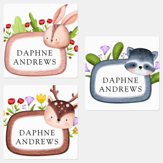 Woodland Forest Animals School Daycare Labels (Groep)