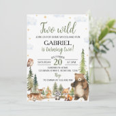 Woodland Forest Animals Twee wilde 2e verjaardag Kaart (Staand voorkant)