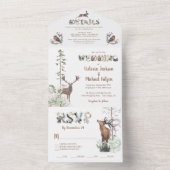 Woodland Forest Animals Wedding All In One Uitnodiging (Binnen)