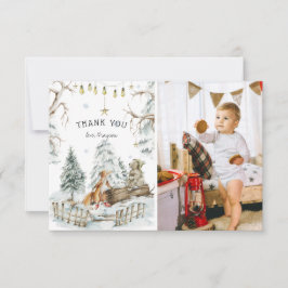 Woodland Forest Animals Winter Birthday Dank u Bedankkaart