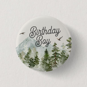 Woodland Forest avontuur wacht op verjaardagsjonge Ronde Button 3,2 Cm
