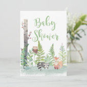 Woodland Forest Baby Animals Baby shower Kaart (Staand voorkant)