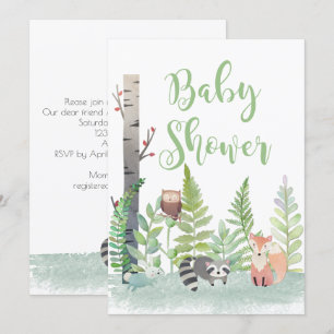 Woodland Forest Baby Animals Baby shower Kaart