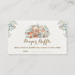 Woodland Forest Baby Animals Diaper Raffle Ticket Informatiekaartje