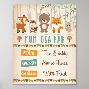 Woodland Forest Baby Animals Mimosa Bar MUMosa Poster