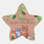 Woodland forest baby dieren cupcake toppers ster sticker (Voorkant)