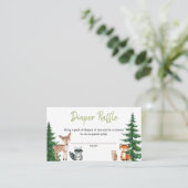 Woodland Forest Baby Douche Luier Raffle Informatiekaartje (Staand voorkant)