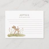 Woodland Forest Baby shower Advice Card Advieskaart (Voorkant)
