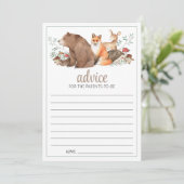 Woodland forest baby shower Advies kaarten ouders (Staand voorkant)