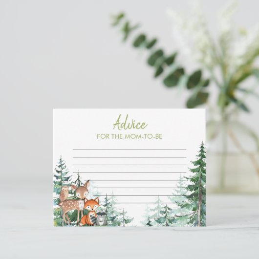 Woodland Forest Baby shower advies voor mama Informatiekaartje (Staand voorkant)