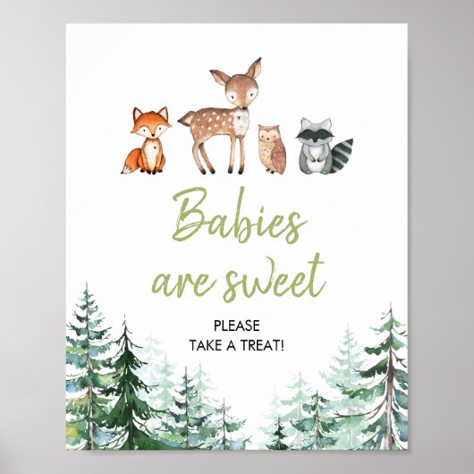 Woodland Forest Baby shower Baby's zijn zoet Poster (Voorkant)