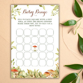 Woodland Forest Baby shower Bingo Game groen
