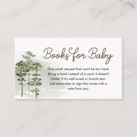 Woodland Forest Baby shower Books Baby Informatiekaartje (Voorkant)