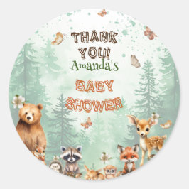 Woodland Forest Baby shower Dank u stickers