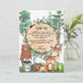 Woodland Forest Baby shower Dank u wel Kaart (Staand voorkant)