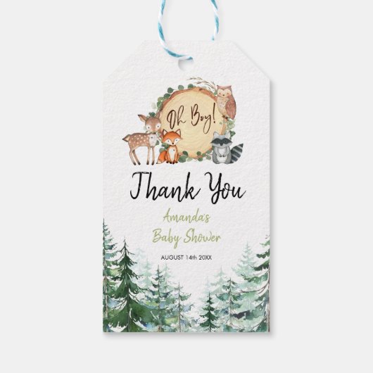 Woodland Forest Baby shower Hartelijk dank Cadeaulabel (Achterkant)