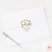 Woodland Forest Baby shower Hartelijk dank Ronde Sticker (Envelop)