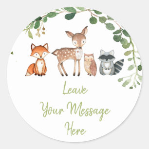 Woodland Forest Baby shower hou van uw bericht hie Ronde Sticker