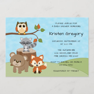 Woodland Forest Baby shower Invitation Kaart
