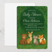 Woodland Forest Baby shower Invitation Kaart (Voorkant / Achterkant)