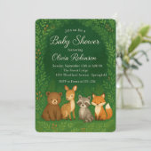 Woodland Forest Baby shower Invitation Kaart (Staand voorkant)