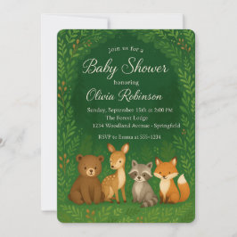 Woodland Forest Baby shower Invitation Kaart