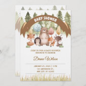 Woodland Forest Baby Shower Invite Kaart (Voorkant / Achterkant)