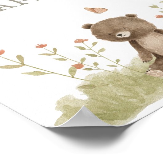 Woodland Forest Baby shower luier teken Raflle Poster (Hoek)
