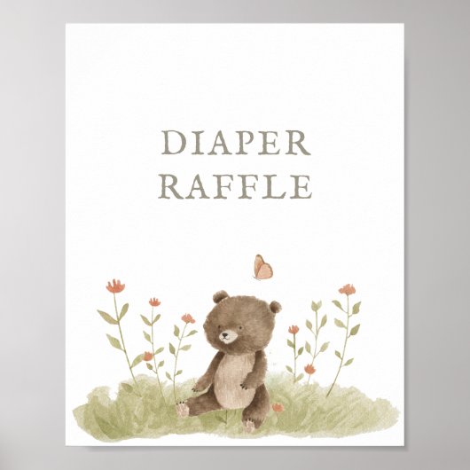 Woodland Forest Baby shower luier teken Raflle Poster (Voorkant)