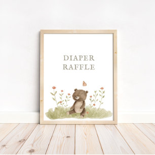 Woodland Forest Baby shower luier teken Raflle Poster