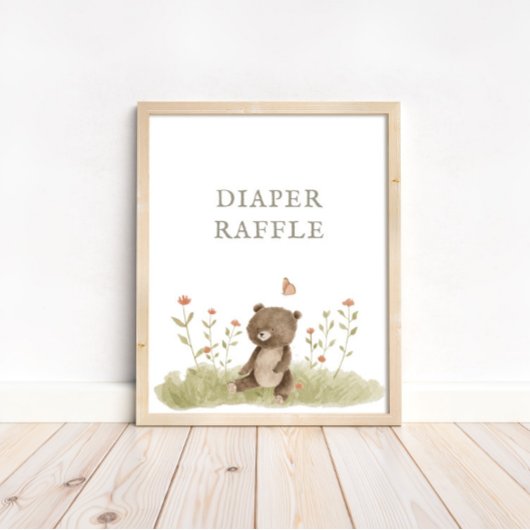 Woodland Forest Baby shower luier teken Raflle Poster