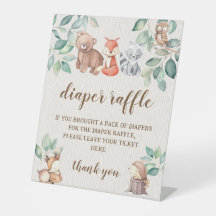 Woodland Forest baby shower luier verloting teken