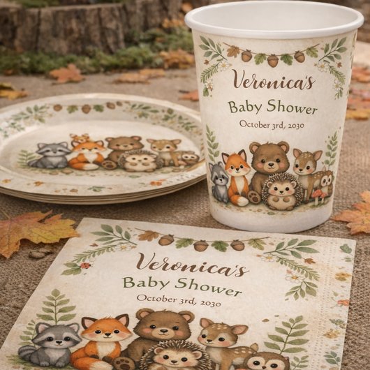 Woodland Forest Baby Shower Papieren Bordje