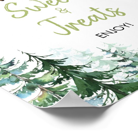 Woodland Forest Baby shower Sweet Treats Sign Poster (Hoek)