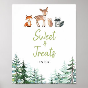 Woodland Forest Baby shower Sweet Treats Sign Poster