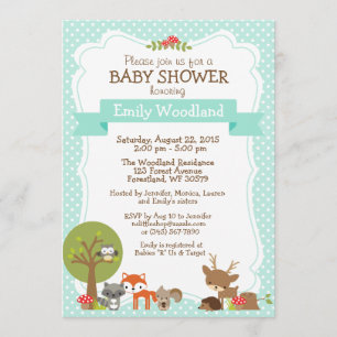 Woodland Forest Baby shower-uitnodiging blauw Kaart