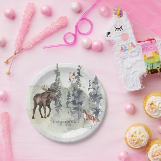 Woodland Forest | Baby shower van dieren Papieren Bordje (Feest)