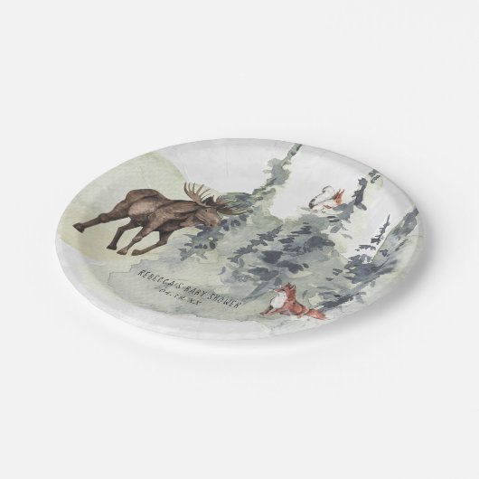 Woodland Forest | Baby shower van dieren Papieren Bordje (Gekanteld)