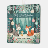  Woodland Forest Baby's eerste kerstdag Keramisch Ornament (Links)