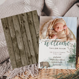 Woodland Forest Beer Foto geboorteaankondiging Aankondiging