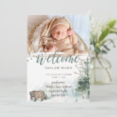 Woodland Forest Beer Foto geboorteaankondiging Aankondiging (Staand voorkant)