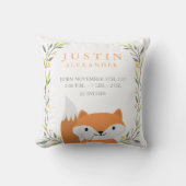 Woodland Forest Birth Stats - Fox Nursery Pillow Kussen (Voorkant)