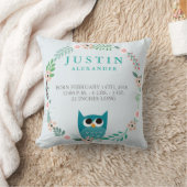 Woodland Forest Birth Stats Owl Nursery Pillow Kussen (Deken)