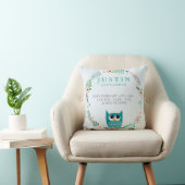 Woodland Forest Birth Stats Owl Nursery Pillow Kussen (Stoel)
