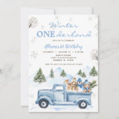 Woodland Forest Blue Truck ONEderland 1e verjaarda Kaart (Voorkant)