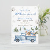 Woodland Forest Blue Truck ONEderland 1e verjaarda Kaart (Staand voorkant)